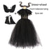 Black Devil Tutu Costume Gothic Halloween Girls Fancy Tutu Dress with Feather Gown Dress